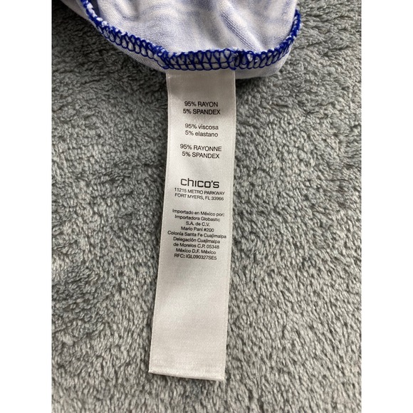 Chicos Tunic Top Blue White Paisley Print Asymmetrical Hem Women Size 2 - Picture 11 of 11